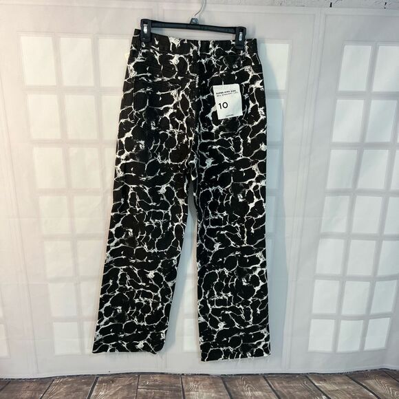 Glassons NWT Black White Print Super High Rise 90's Straight Leg Jeans Size 10 - Picture 6 of 12